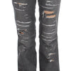 John Galliano Gray Wash Cotton Torn Straight Fit Jeans
