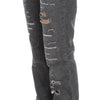 John Galliano Gray Wash Cotton Torn Straight Fit Jeans