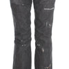 John Galliano Gray Wash Cotton Torn Straight Fit Jeans