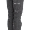 John Galliano Gray Wash Cotton Torn Straight Fit Jeans