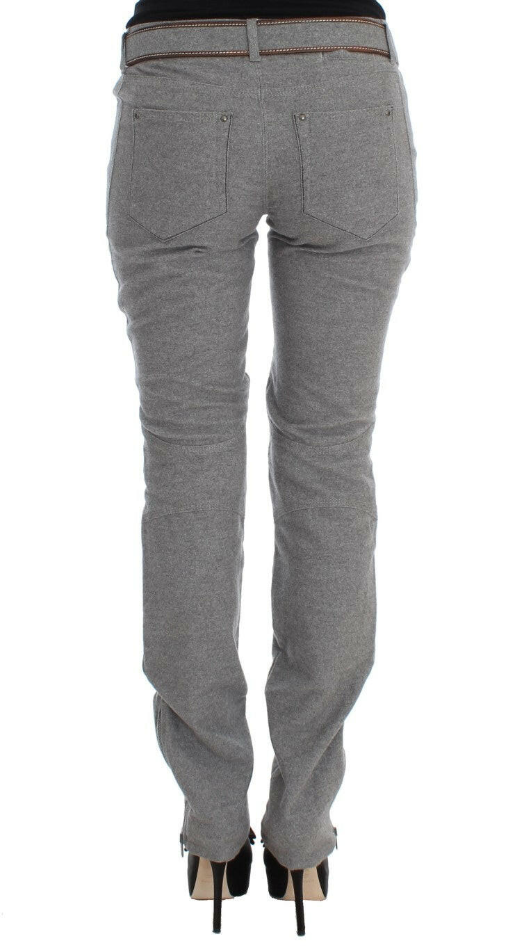 Ermanno Scervino Gray Cotton Slim Fit Casual Bootcut Pants