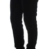 Ermanno Scervino Black Viscose Blend Velvet Slim Fit Pants