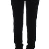 Ermanno Scervino Black Viscose Blend Velvet Slim Fit Pants