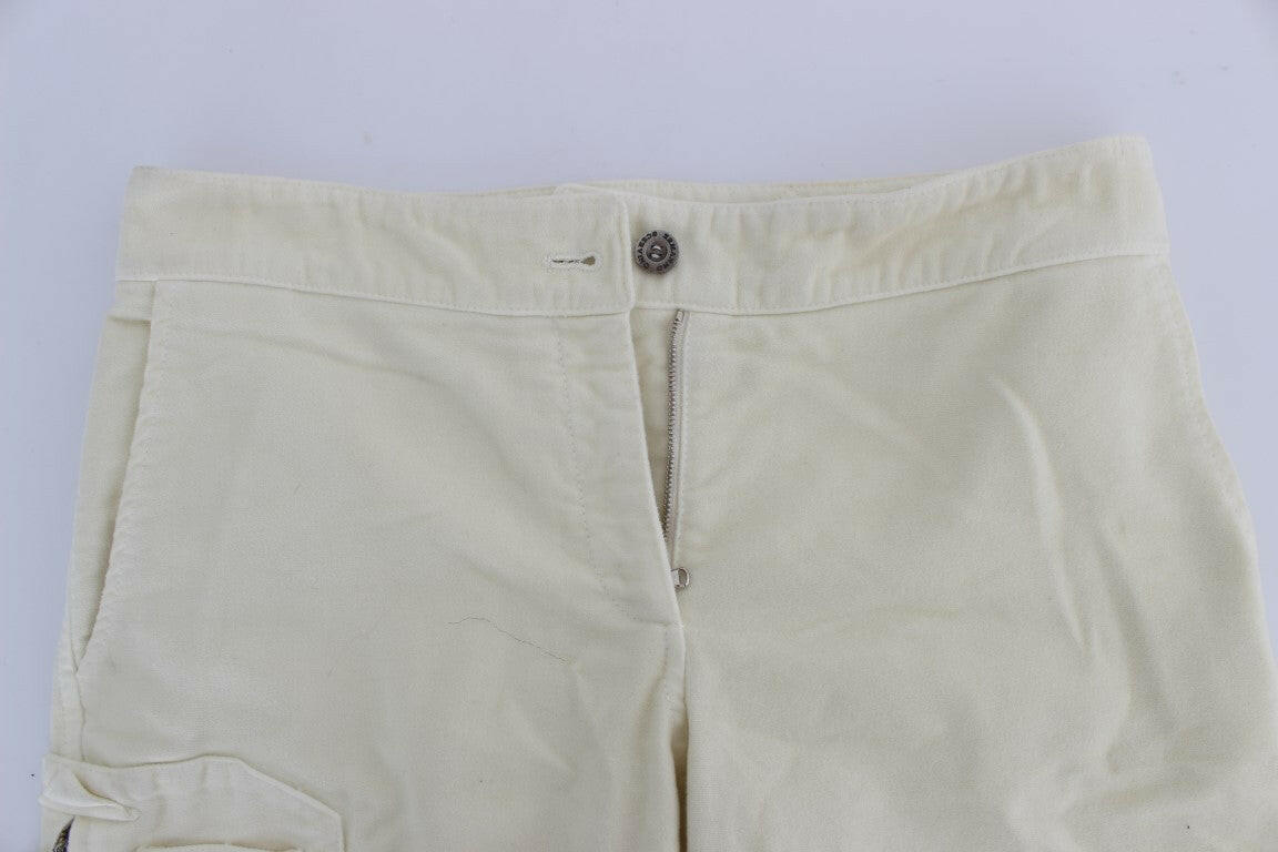 Ermanno Scervino Beige Cotton Capri Cropped Cargo Pants