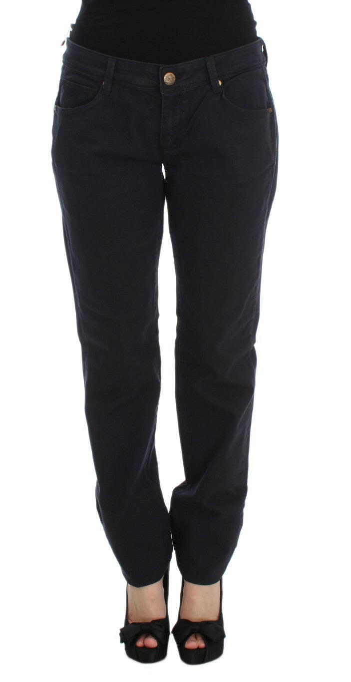 Ermanno Scervino Blue Cotton Blend Casual Fit Pants