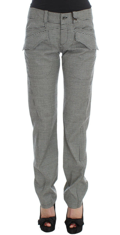 Ermanno Scervino Black White Checkered Cotton Casual Pants