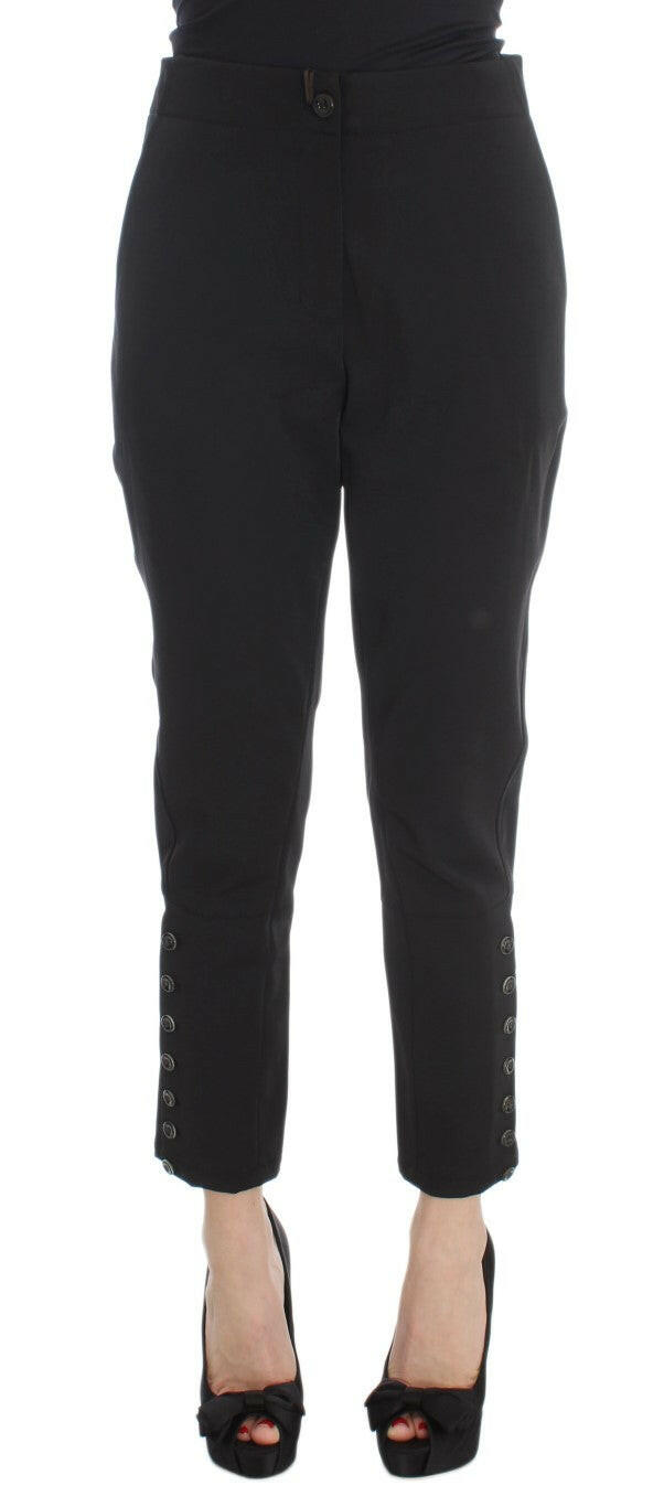 Ermanno Scervino Black Cotton Blend Capri Cropped Pants