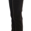 Ermanno Scervino Brown Cotton Velvet Zippers Slim Fit Pants