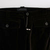 Ermanno Scervino Brown Cotton Velvet Zippers Slim Fit Pants