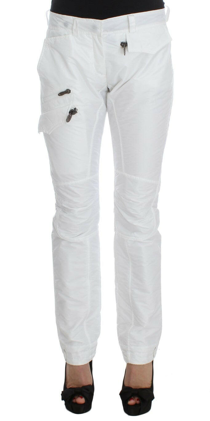 Ermanno Scervino – Gepolsterte Cargohose aus weißem Nylon in Slim Fit