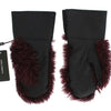 Dolce & Gabbana Black Leather Bordeaux Shearling Gloves