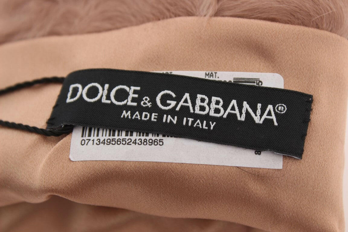 Gants élégants en daim beige Dolce &amp; Gabbana jusqu'aux coudes