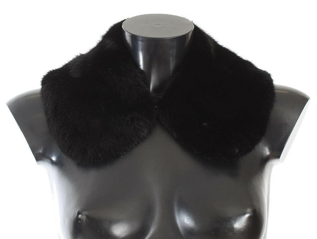 Dolce & Gabbana Black Mink Fur Shoulder Collar Scarf