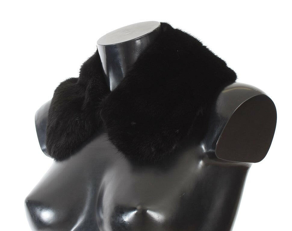 Dolce & Gabbana Black Mink Fur Shoulder Collar Scarf