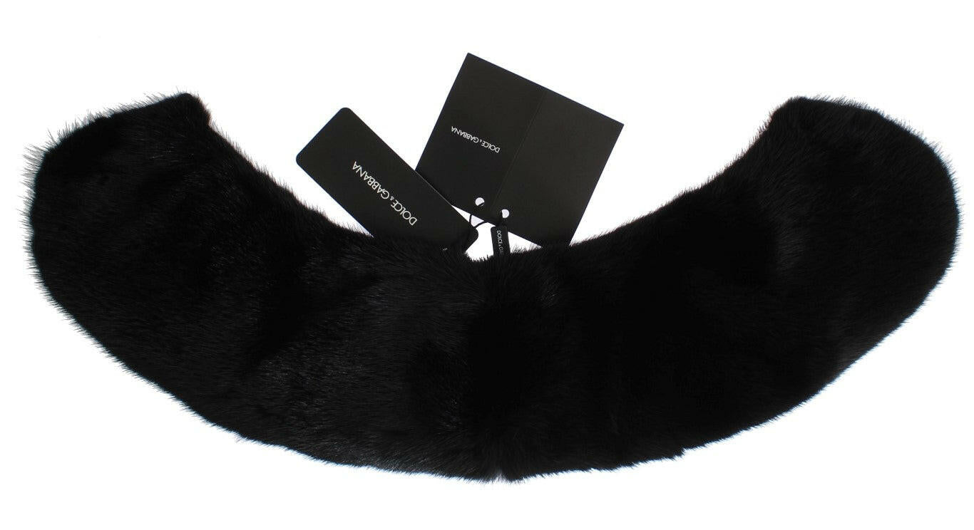Dolce & Gabbana Black Mink Fur Shoulder Collar Scarf