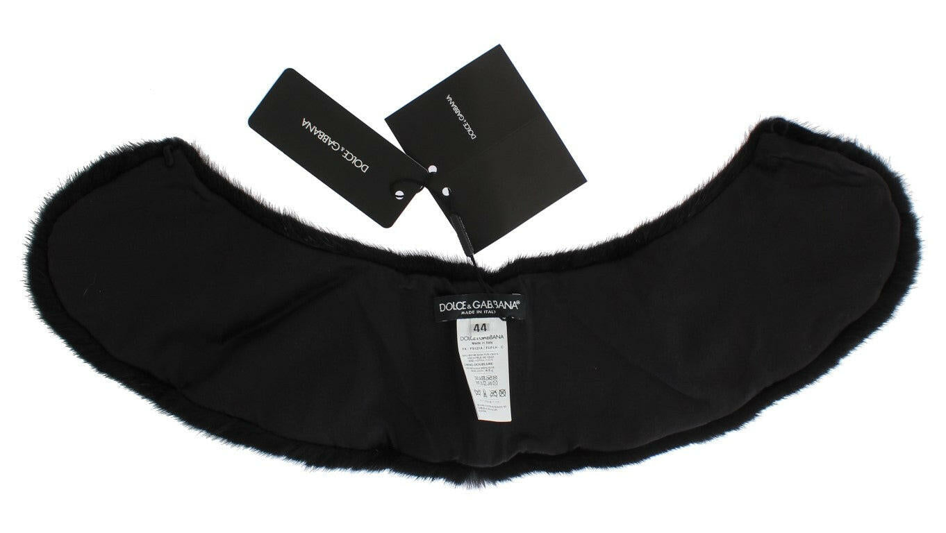 Dolce & Gabbana Black Mink Fur Shoulder Collar Scarf