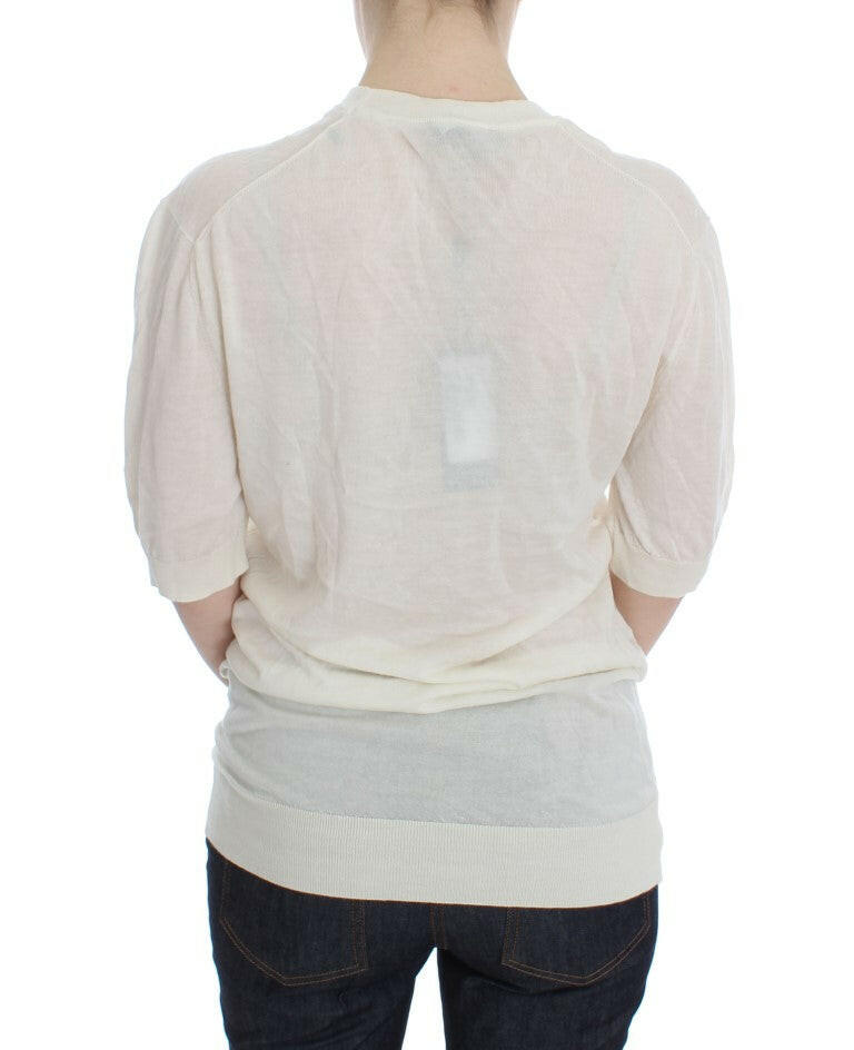 Dolce & Gabbana White 100% Cashmere Sweater