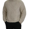 Dolce &amp; Gabbana Cremefarbener Rollkragenpullover aus Wollstrick