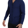 Dolce &amp; Gabbana Blauer Cardigan aus Wolle mit V-Ausschnitt und Knopfleiste