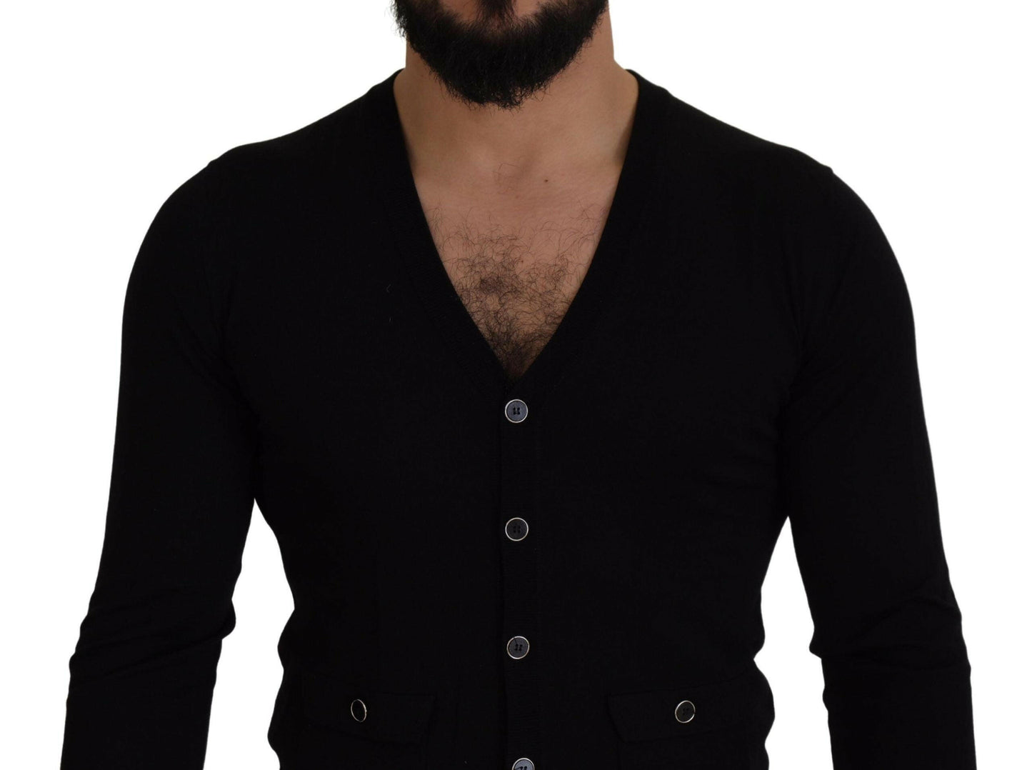 Dolce &amp; Gabbana Élégant cardigan boutonné en laine noir