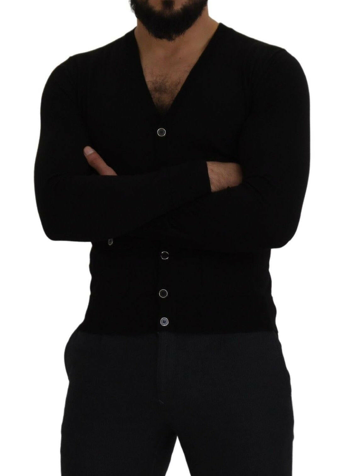 Dolce &amp; Gabbana Élégant cardigan boutonné en laine noir