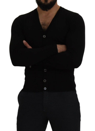Dolce &amp; Gabbana Élégant cardigan boutonné en laine noir
