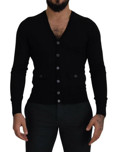 Dolce &amp; Gabbana Élégant cardigan boutonné en laine noir