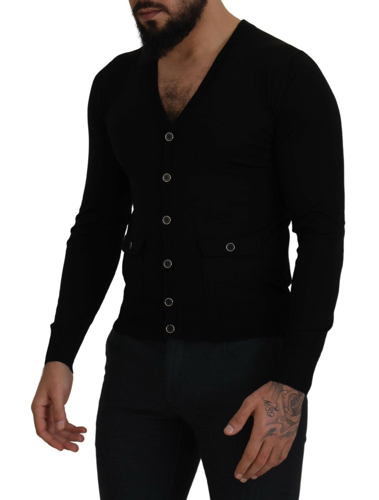 Dolce &amp; Gabbana Élégant cardigan boutonné en laine noir