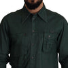 Dolce & Gabbana Dark Green Button Down Long Sleeves Shirt