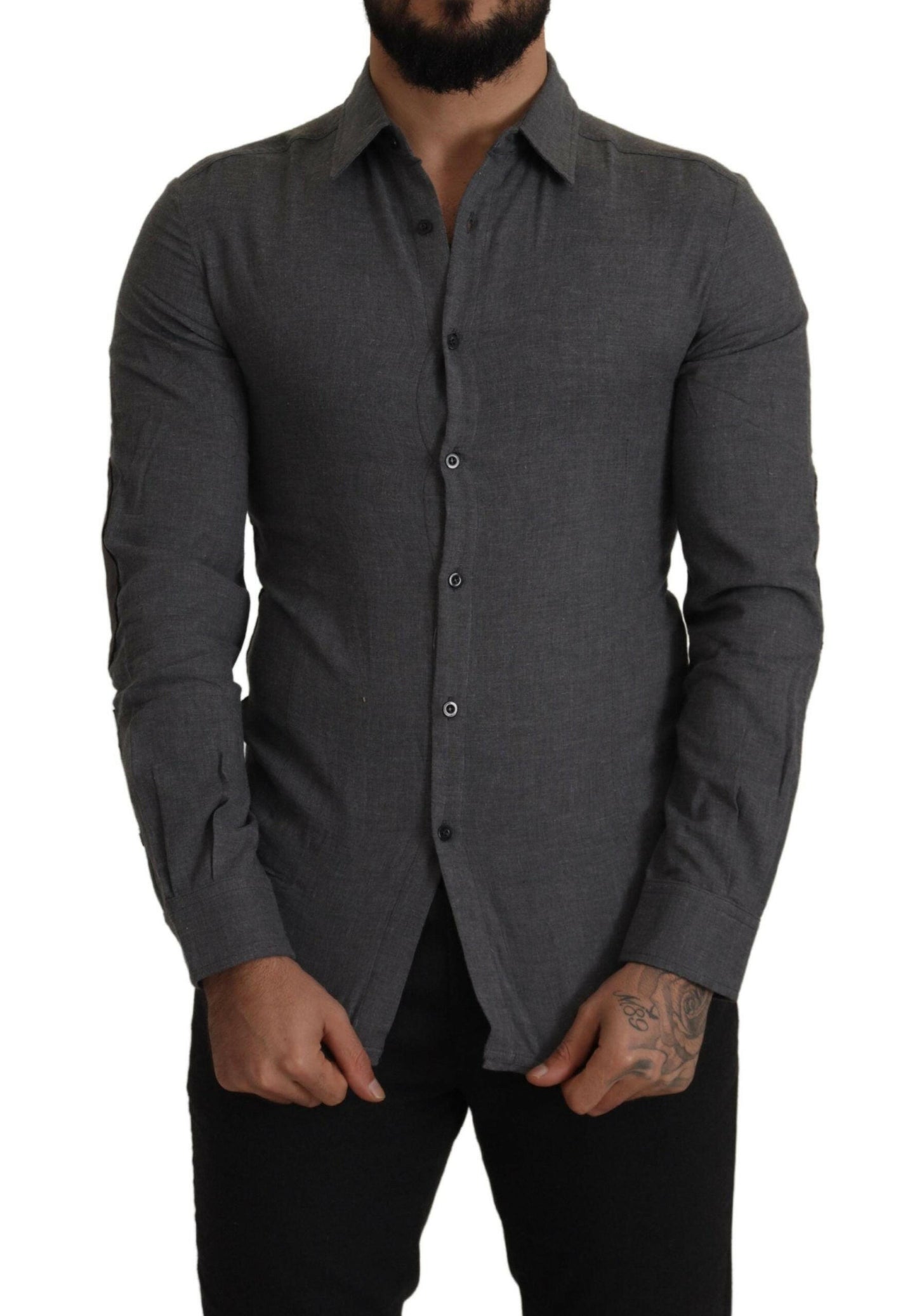 Costume National Dark Gray Cotton Casual Mens Shirt