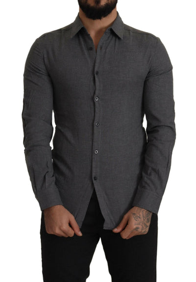 Costume National Dark Gray Cotton Casual Mens Shirt