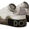 Dolce & Gabbana White Leather Shoes Womens Logo Portofino Sneakers