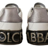 Dolce & Gabbana White Leather Shoes Womens Logo Portofino Sneakers