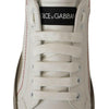 Dolce & Gabbana White Leather Shoes Womens Logo Portofino Sneakers