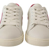 Dolce & Gabbana White Pink Leather Low Top Sneakers Womens Shoes