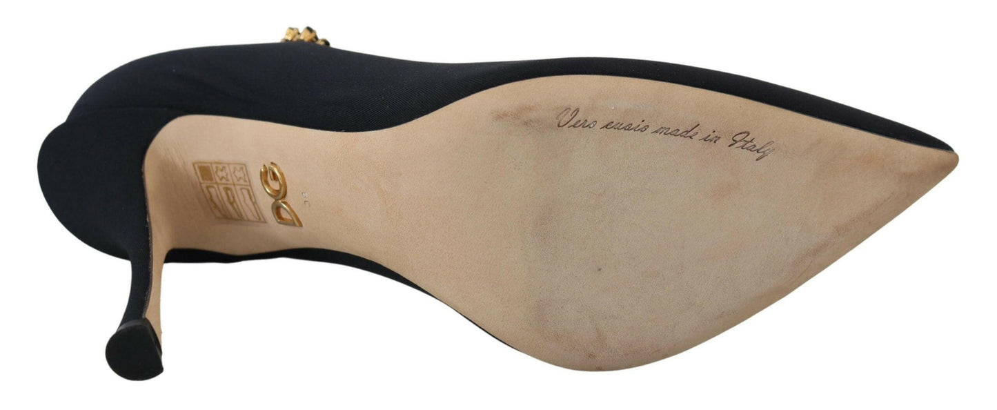 Dolce &amp; Gabbana Schwarze Socken Stretch-Pumps mit Kristallen