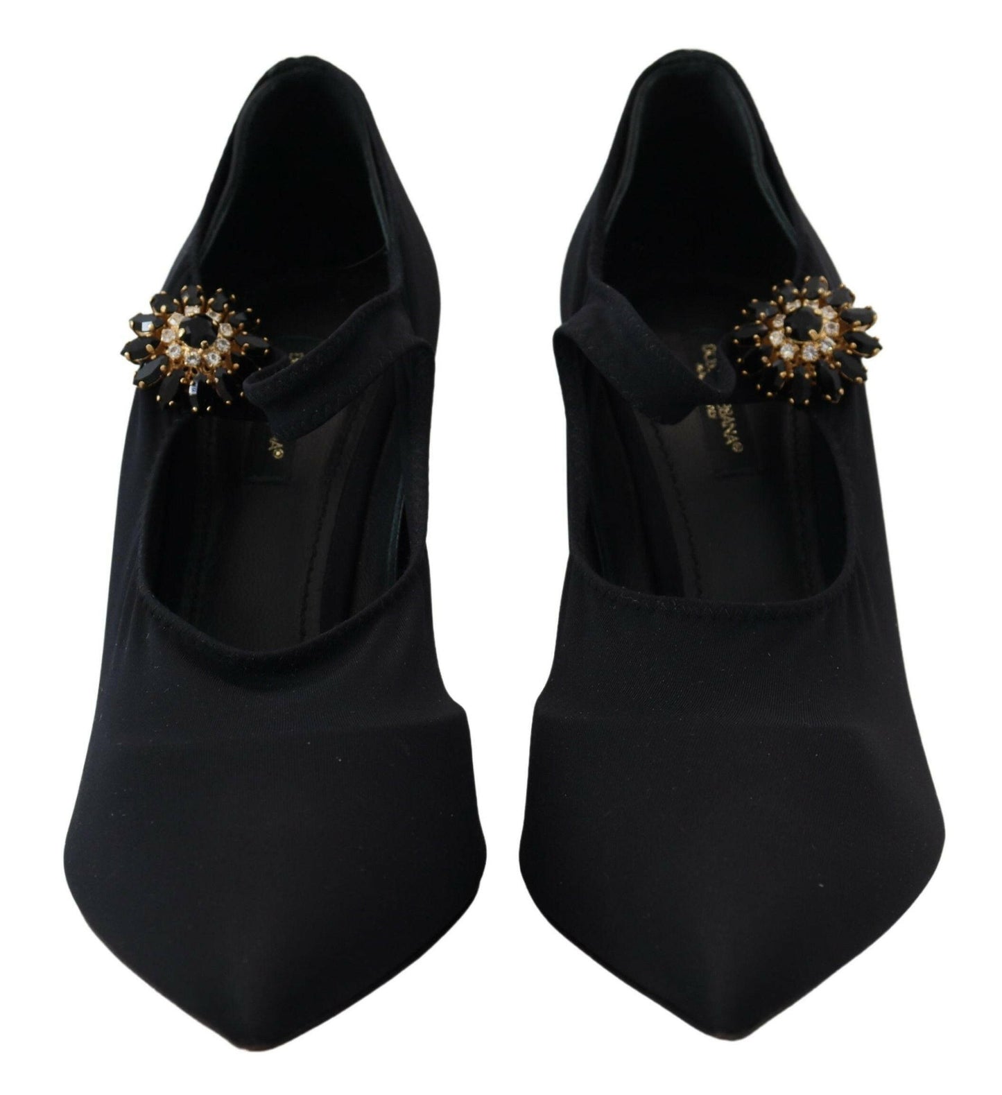 Dolce &amp; Gabbana Schwarze Socken Stretch-Pumps mit Kristallen