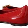 Dolce & Gabbana Red Leather Crystals Loafers Flats Shoes