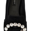 Dolce & Gabbana Black Velvet Crystals Loafers Flats Shoes