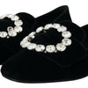 Dolce & Gabbana Black Velvet Crystals Loafers Flats Shoes