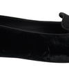 Dolce & Gabbana Black Velvet Slip Ons Loafers Flats Shoes