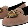 Mocassins élégants en velours rose Dolce &amp; Gabbana Devotion