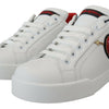 Dolce & Gabbana White Leather Sneaker Portofino Logo Heart Shoes