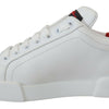 Dolce & Gabbana White Leather Sneaker Portofino Logo Heart Shoes