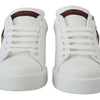 Dolce & Gabbana White Leather Sneaker Portofino Logo Heart Shoes