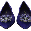 Dolce & Gabbana Purple Suede Crystals Loafers Flats Shoes