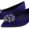 Dolce & Gabbana Purple Suede Crystals Loafers Flats Shoes