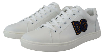 Dolce &amp; Gabbana Weiße Leder DG Logo Casual Sneakers Schuhe