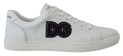 Dolce &amp; Gabbana Weiße Leder DG Logo Casual Sneakers Schuhe