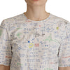 Dolce &amp; Gabbana – Kurzärmliges Oberteil aus weißer Baumwolle mit Algebra-Print